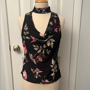 Flirty Floral Black Sleeveless Top